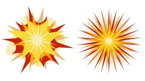 Explosion and Fire Burst Vector Set 스톡 일러스트