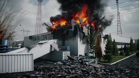 Explosion and Fire at Data Center, Anti-AI Protest and Public Backlash  AI Stock Footage 336345348