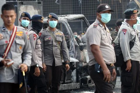 Explosion and fire destroy a firecracker factory in Banten, Jakarta, Indonesia - 写真素材