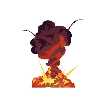 Explosion and fire, vector illustration for game design, isolated on white Stock Illustration