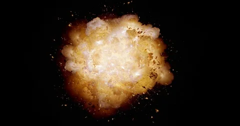 Explosion And Fireballs. Particles Moving Around. Video stock 107826136