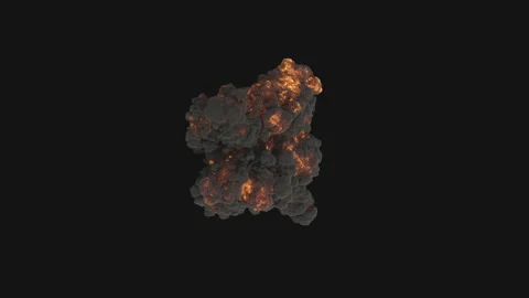 Explosion and thick black smoke. Aerial view Stock Footage 148253226