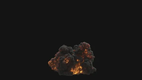Explosion and thick black smoke. Stock Footage 148329534