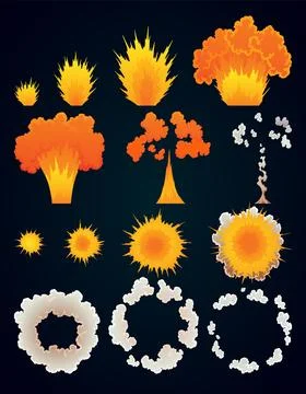 Explosion animation. Animation for game of the explosion effect. Cartoon Stock Illustration