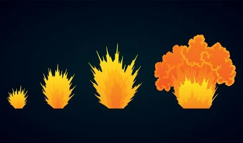 Explosion animation. Animation for game of the explosion effect. Cartoon Stock Illustration