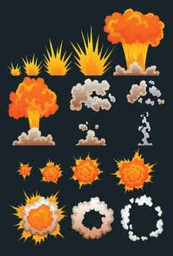 Explosion animation. Animation for game of the explosion effect. Cartoon Stock Illustration