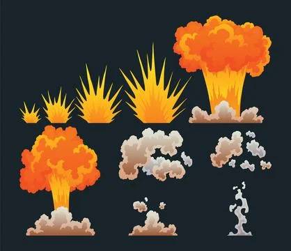 Explosion animation. Animation for game of the explosion effect. Cartoon Illustrazione stock