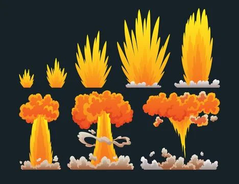 Explosion animation. Animation for game of the explosion effect. Cartoon Stock Illustration