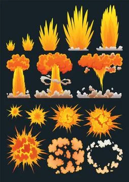Explosion animation. Animation for game of the explosion effect. Cartoon Illustrazione stock