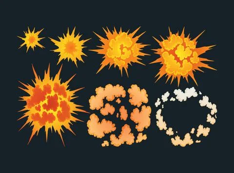 Explosion animation. Animation for game of the explosion effect. Cartoon Stock Illustration