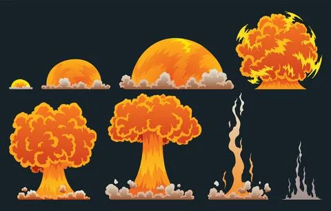 Explosion animation. Animation for game of the explosion effect. Cartoon Stock Illustration