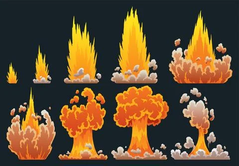 Explosion animation. Animation for game of the explosion effect. Cartoon Stock Illustration