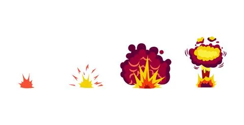 Explosion animation design a flat cartoon vector isolated illustration Stock Illustration