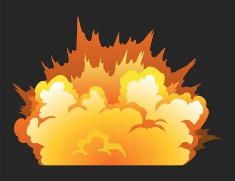 Explosion animation effect for game. Burst explosion in cartoon style. Bomb or Stock Illustration