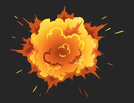 Explosion animation effect for game. Burst explosion in cartoon style. Bomb or Stock Illustration