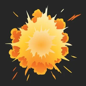 Explosion animation effect for game. Burst explosion in cartoon style. Bomb or Stock Illustration