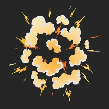 Explosion animation effect for game. Burst explosion in cartoon style. Bomb or Stock Illustration