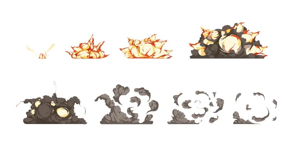 Explosion Animation Icons Set Stock Illustration
