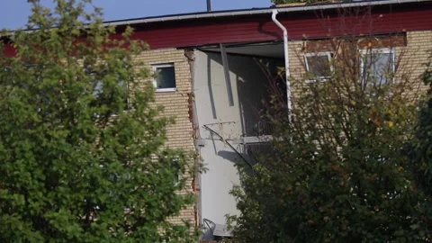 An explosion in an apartment building, Linköping, Sweden Stock Footage 251663451