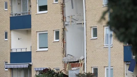 An explosion in an apartment building, Linköping, Sweden Stock Footage 251663464