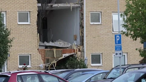 An explosion in an apartment building, Linköping, Sweden Stock Footage 251663468