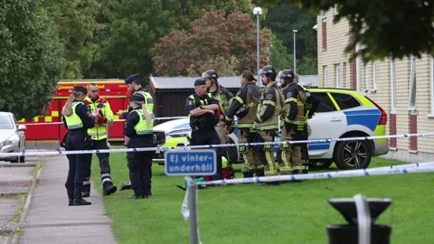 An explosion in an apartment building, Linköping, Sweden Stock Footage 251663473