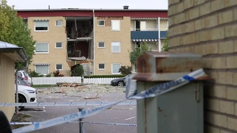 An explosion in an apartment building, Linköping, Sweden Stock Footage 251663485