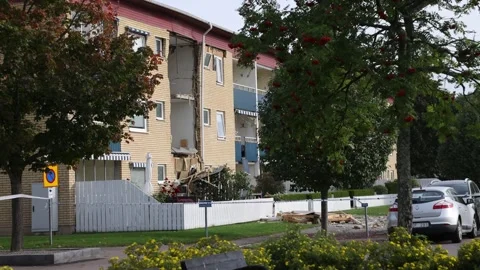 An explosion in an apartment building, Linköping, Sweden Stock Footage 251663499