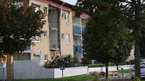 An explosion in an apartment building, Linköping, Sweden Stock Footage 251663501