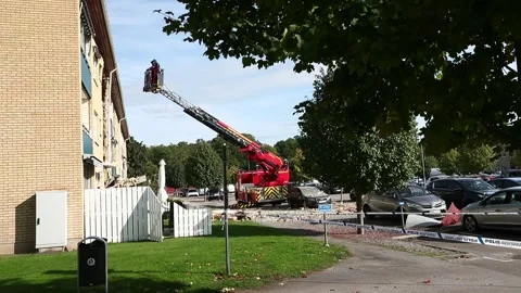 An explosion in an apartment building, Linköping, Sweden Stock Footage 251665576