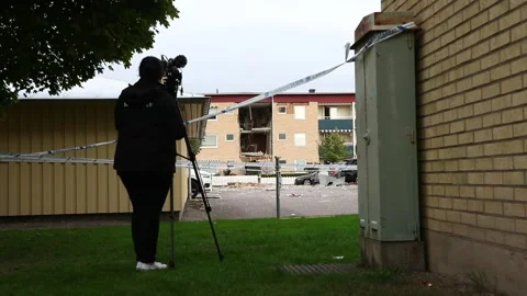 An explosion in an apartment building, Linköping, Sweden Stock Footage 251665577