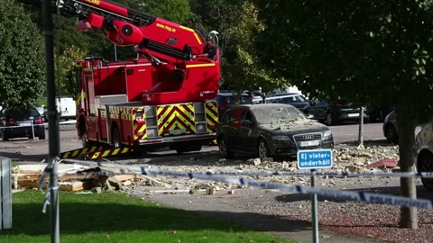 An explosion in an apartment building, Linköping, Sweden Stock Footage 251665578