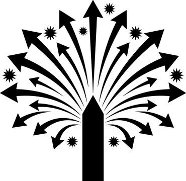 Explosion of Arrows Symbolizing Growth and Direction. Stock Illustration