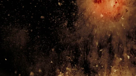 Explosion with ash and glowing particles ascending slowly Stock Footage 55563587