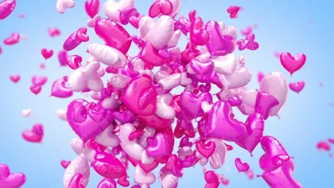 Explosion of balloon hearts Vídeo Stock 262904432