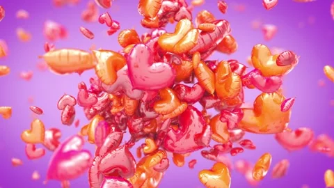 Explosion of balloon hearts 库存影片 262904612