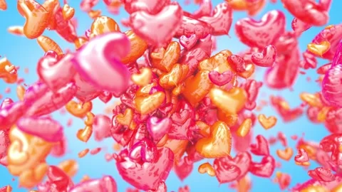 Explosion of balloon hearts Video stock 262905807