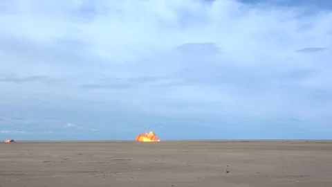 Explosion on beach black 4k Stock Footage 82425621