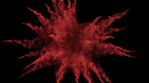 Explosion of beautiful red balls in super slow motion on an isolated black ba Stock Illustration