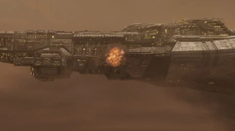 Explosion on a Big Spacecraft Stock Footage 59568193