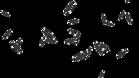 Explosion of Black and White Poker Chips on Black Background Stock Footage 346114707