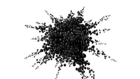 Explosion of Black Bubbles on a White Background Stock Footage 130853281