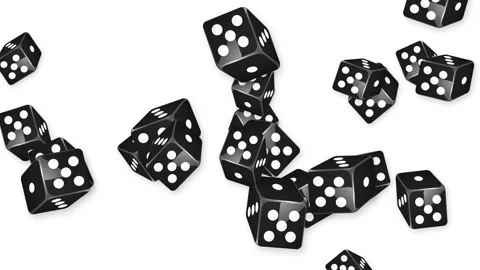 Explosion of Black Dice Falling Against a Clean White Background Stock Footage 345125029
