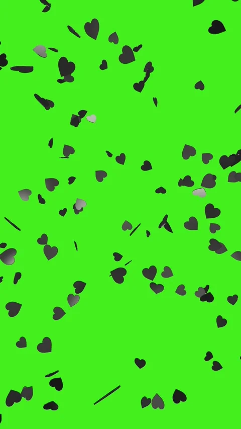 Explosion of black hearts on green screen. Vertical video. Stock Footage 274580745