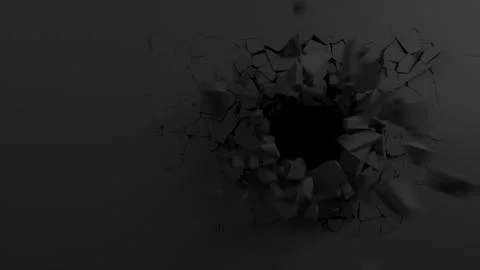 Explosion of a black wall aperture in the wall Stock Illustration