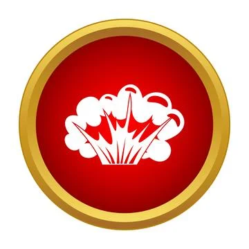Explosion blast icon on a red button Stock Illustration