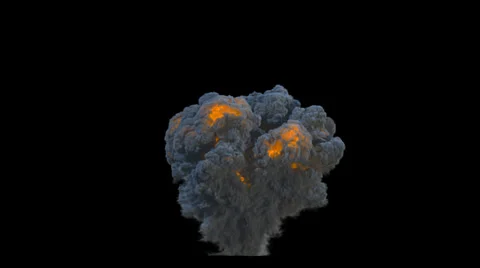 Explosion blast mushroom VFX element with Alpha channel matte Видео 33782809