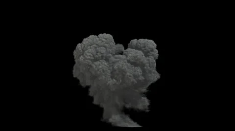Explosion blast mushroom VFX element with Alpha channel matte Видео 33788048