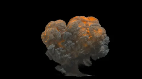 Explosion blast mushroom VFX element with Alpha channel matte Vídeos de archivo 33977299