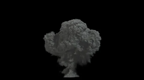Explosion blast mushroom VFX element with Alpha channel matte Видео 33983997